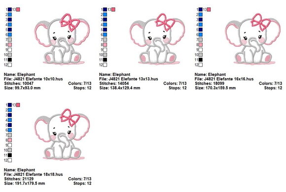 Matriz de Bordado Elefante com Laço Aplique