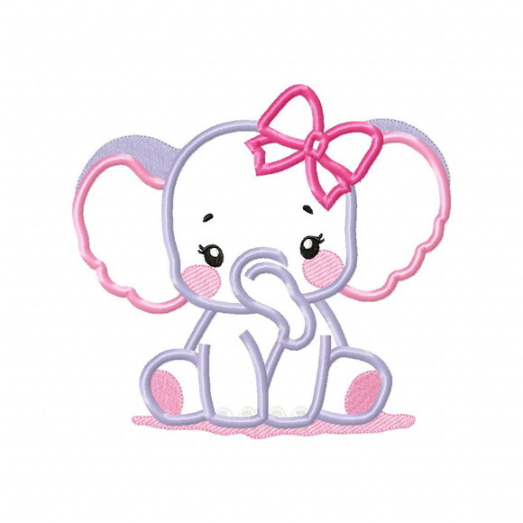 Matriz de Bordado Elefante com Laço Aplique