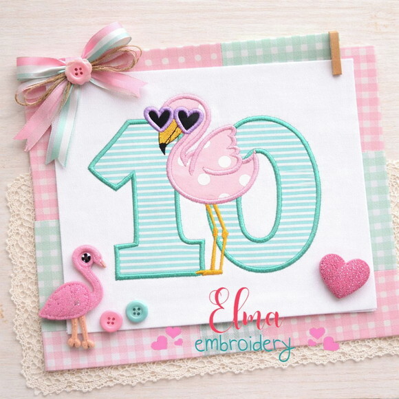Matriz de Bordado Flamingo 10 Aplique