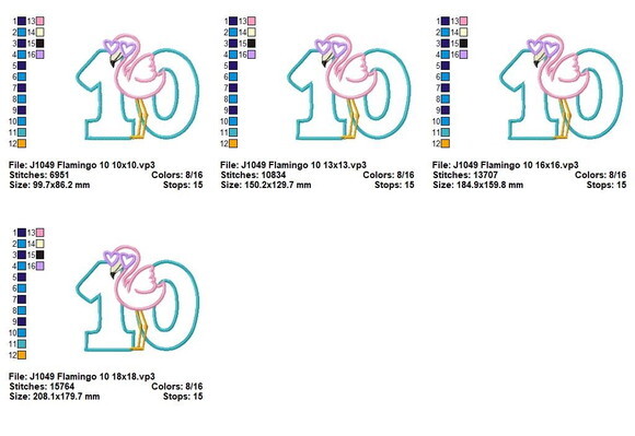 Matriz de Bordado Flamingo 10 Aplique