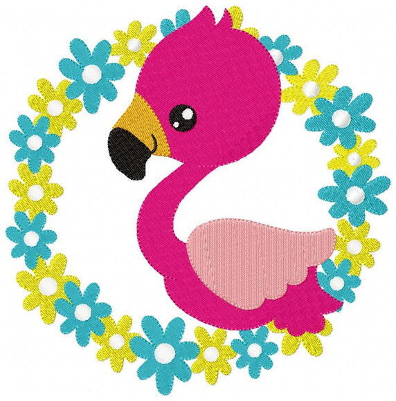 Matriz de Bordado Flamingo Jardim Encantado