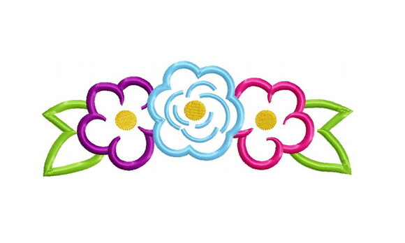 Matriz de Bordado Flores de Verão Delicadas Aplique