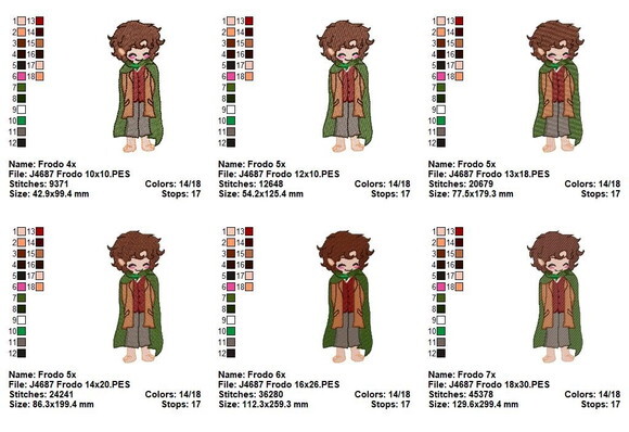 Matriz de Bordado Frodo Ponto Cheio Senhor dos Anéis