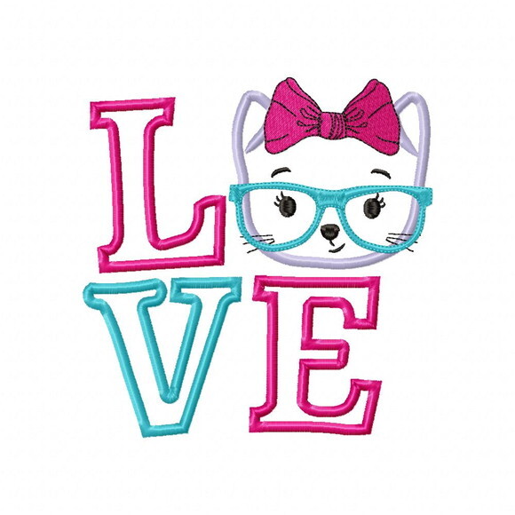 Matriz de Bordado Gatinha Love Aplique