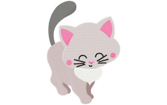 Matriz de Bordado Gatinho Cinza Ponto Cheio