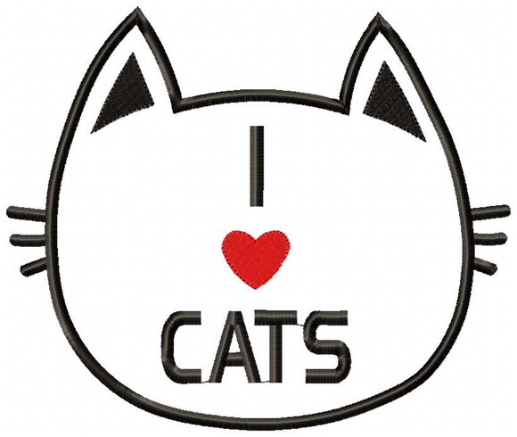 Matriz de Bordado Gatinho I Love Cats Aplique