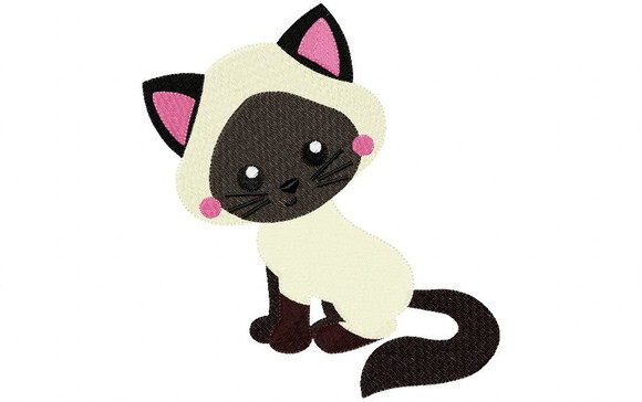 Matriz de Bordado Gatinho Siamês Ponto Cheio