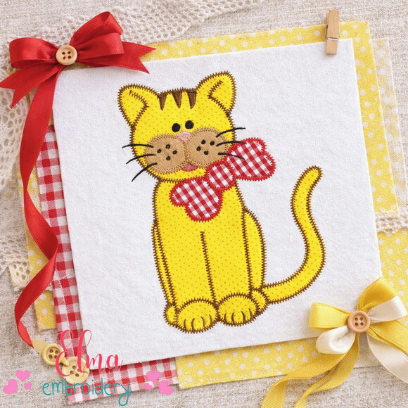 Matriz de Bordado Gato Gatinho Aplique Zigzag