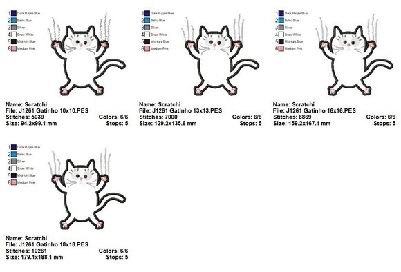 Matriz de Bordado Gato Gatinho Arranhando Aplique