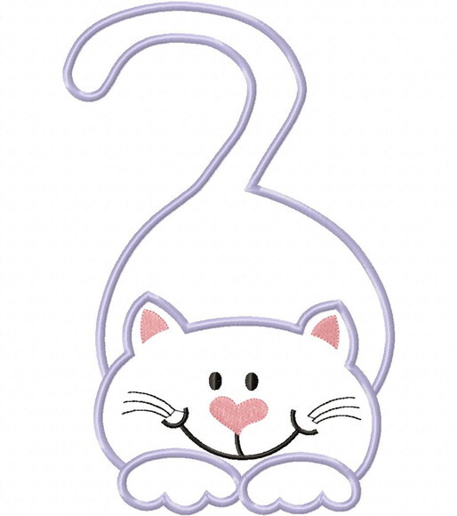 Matriz de Bordado Gato Gatinho com Rabinho Aplique