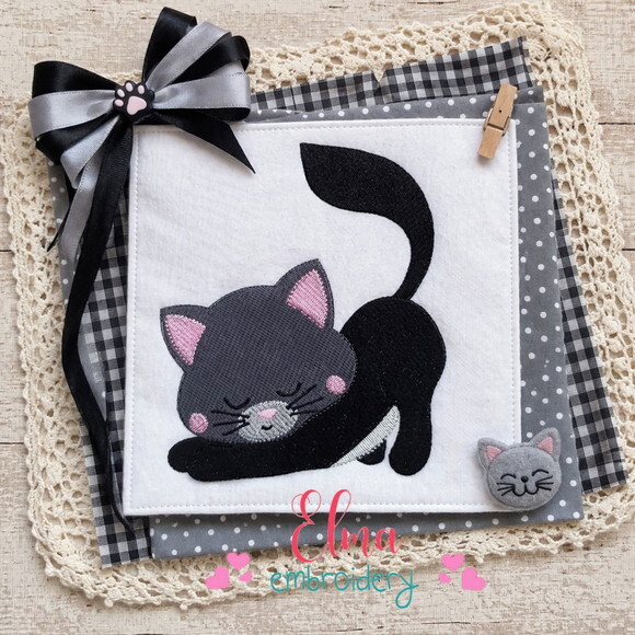 Matriz de Bordado Gato Preto Ponto Cheio