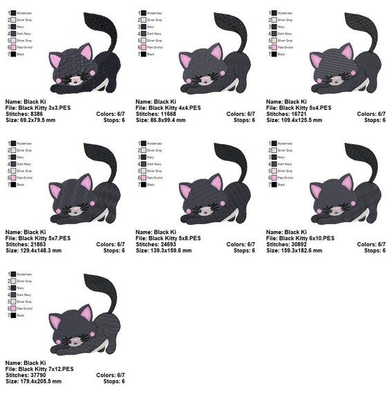Matriz de Bordado Gato Preto Ponto Cheio
