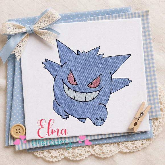 Matriz de Bordado Gengar Pokemon Ponto Cheio