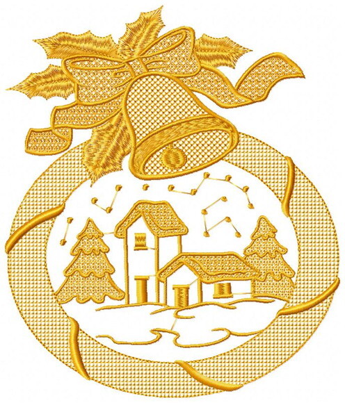 Matriz de Bordado Guirlanda Cena de Natal Decorativa