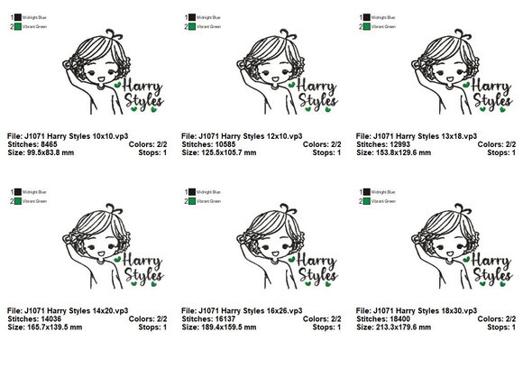 Matriz de Bordado Harry Styles Desenho Ponto Satin