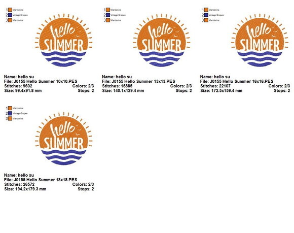 Matriz de Bordado Hello Summer Ponto Cheio