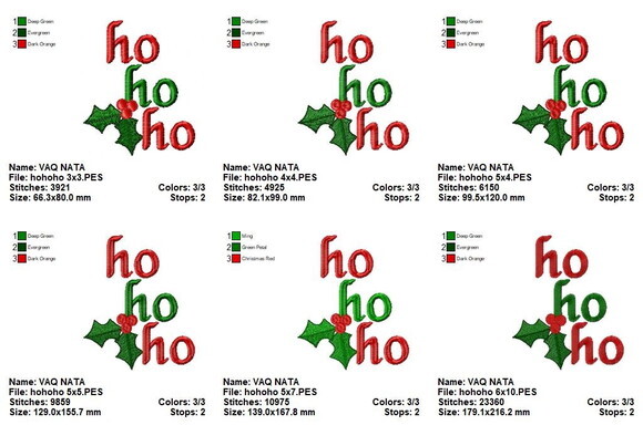 Matriz de Bordado Ho Ho Ho Natal Ponto Cheio