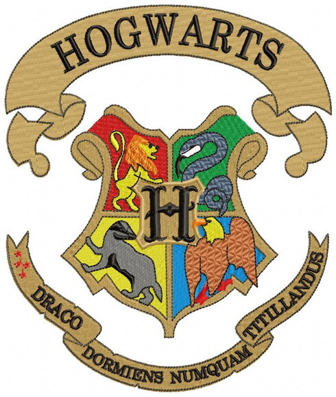 Matriz de Bordado Hogwarts Brasão Oficial Ponto Cheio