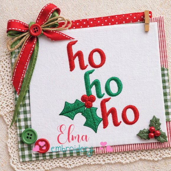 Matriz de Bordado Ho Ho Ho Natal Ponto Cheio