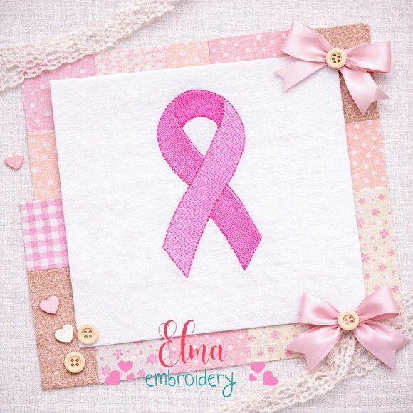 Matriz de Bordado Laço Rosa Outubro Ponto Cheio