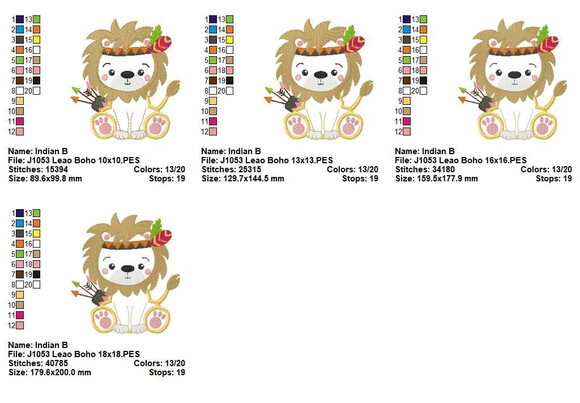 Matriz de Bordado Leão Boho Tribal Aplique