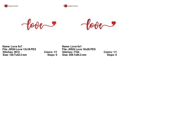 Matriz de Bordado Love com Coração Ponto Satin