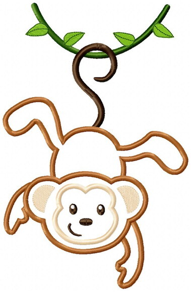 Matriz de Bordado Macaco no Galho Aplique