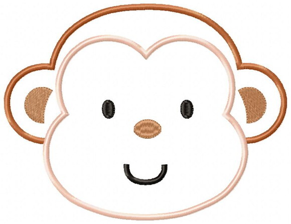 Matriz de Bordado Macaquinho Carinha Feliz Aplique