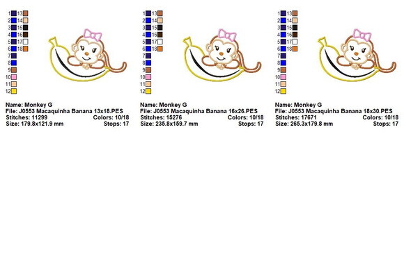 Matriz de Bordado Macaquinha na Banana Fofinha