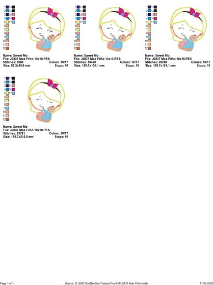 Matriz de Bordado Mãe com Bebê Aplique