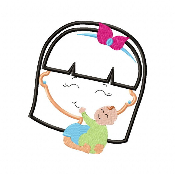 Matriz de Bordado Mãe com Filho Aplique