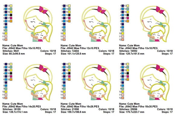 Matriz de Bordado Mãe com Filha Aplique