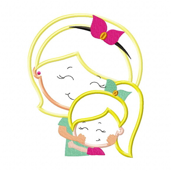Matriz de Bordado Mãe com Filha Aplique