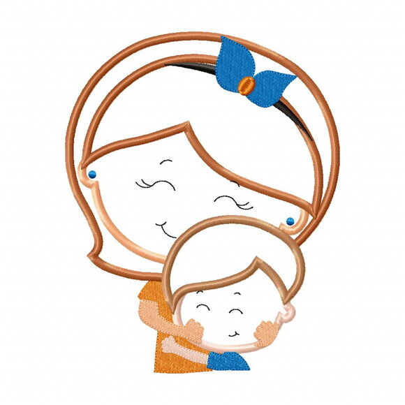 Matriz de Bordado Mãe com Filho Aplique