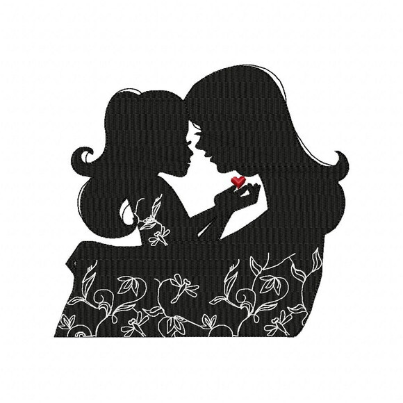 Matriz de Bordado Mãe e Filha Silhueta Ponto Cheio