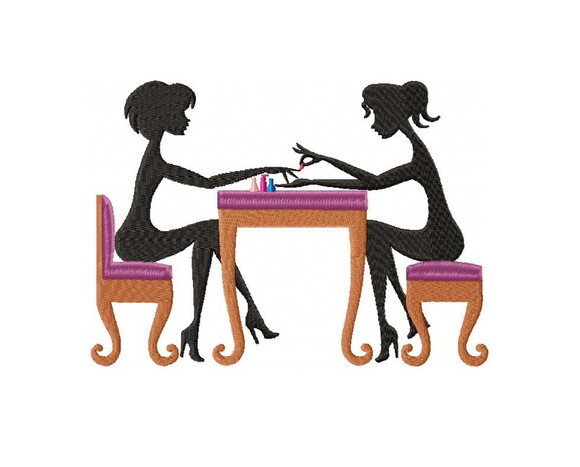 Matriz de Bordado Manicure com Duas Mulheres