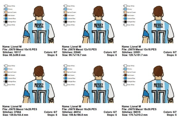 Matriz de Bordado Messi Camisa Argentina 10