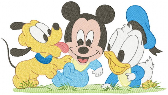 Matriz de Bordado Mickey Pluto e Donald Baby