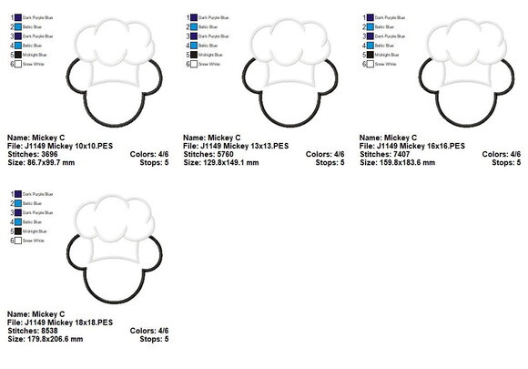 Matriz de Bordado Mickey Chef Cozinheiro Aplique