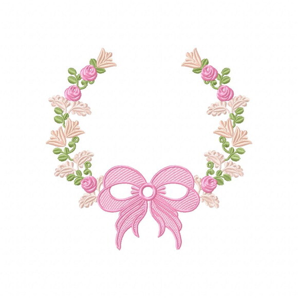 Matriz de Bordado Moldura Floral Laço Delicado