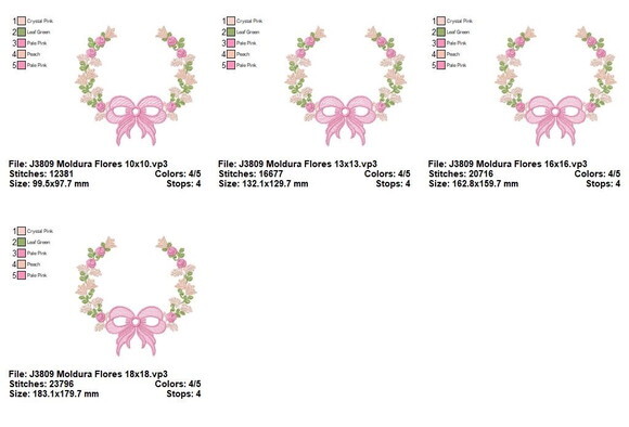 Matriz de Bordado Moldura Floral Laço Delicado