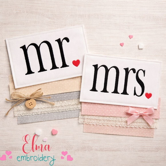 Matriz de Bordado Mr & Mrs Casamento Ponto Cheio