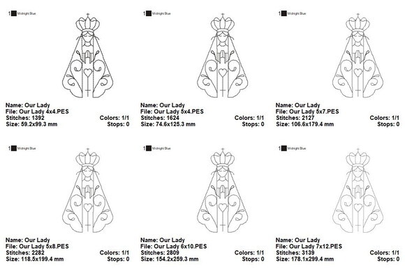 Matriz de Bordado Nossa Senhora Aparecida Redwork