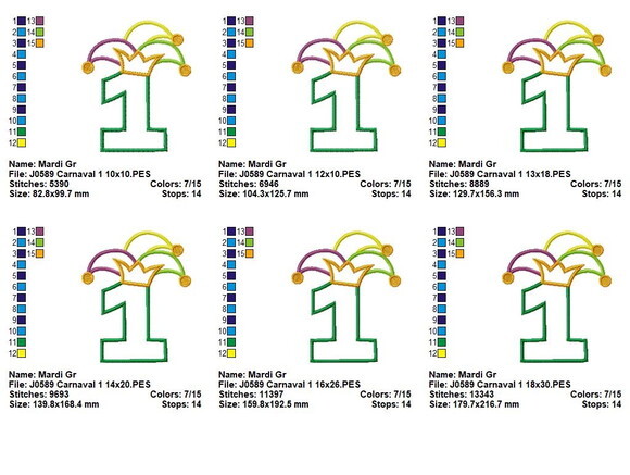 Matriz de Bordado Número 1 Carnavalesco Aplique