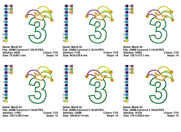 Matriz de Bordado Número 3 Carnaval Aplique