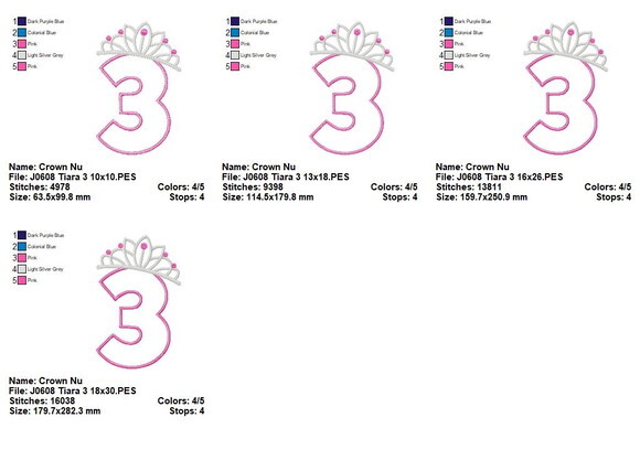 Matriz de Bordado Número 3 Tiara Princesa Aplique