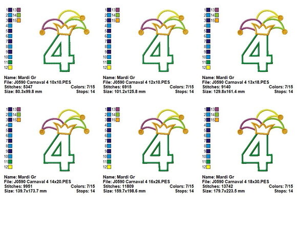Matriz de Bordado Número 4 Festivo Aplique