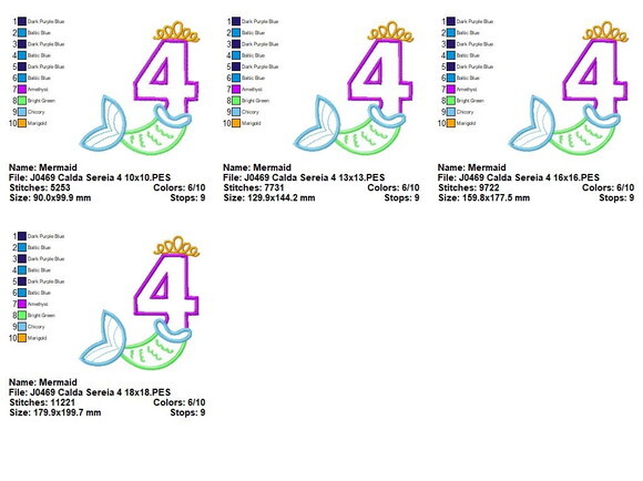 Matriz de Bordado Número 4 Sereia Encantada Aplique
