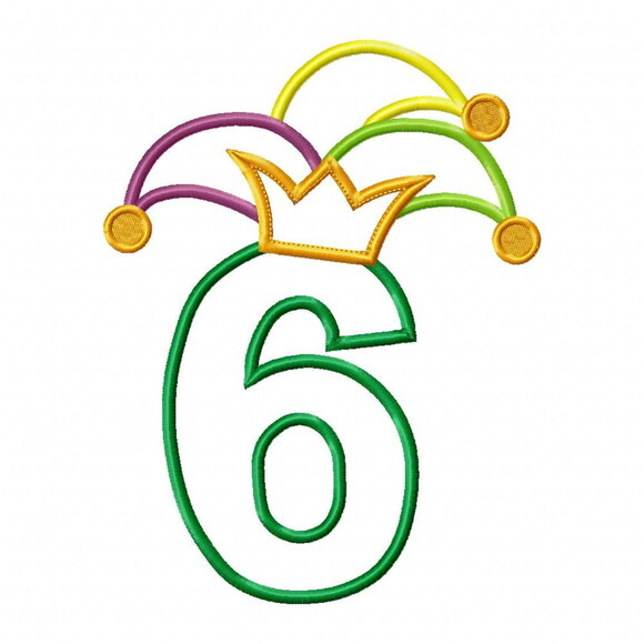 Matriz de Bordado Número 6 Alegre de Carnaval Aplique