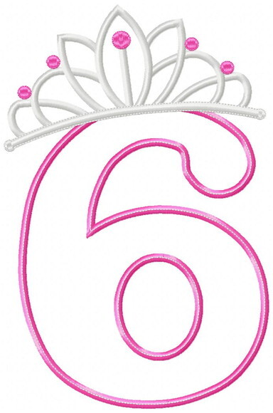 Matriz de Bordado Número 6 com Tiara Aplique